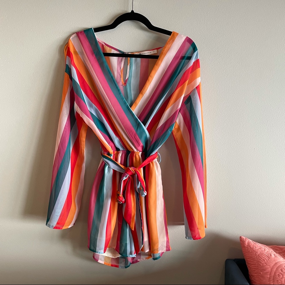 Impeccable Pig Rainbow Striped Romper | Size S